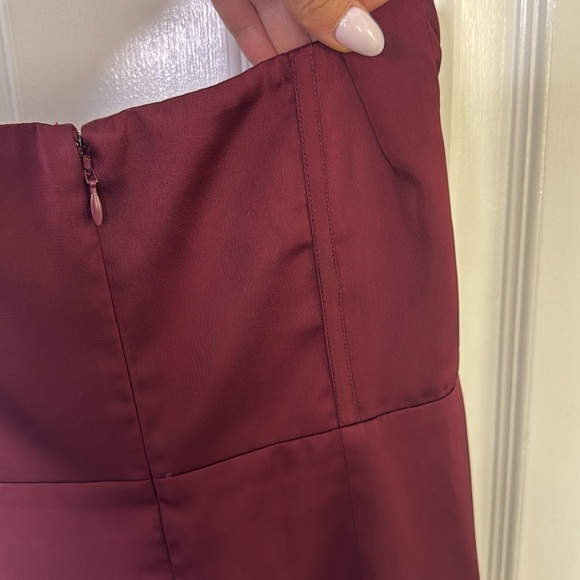 Birdy Grey Cabernet Matte Satin Ruched Strapless Gown With Boning - Picture 7 of 10